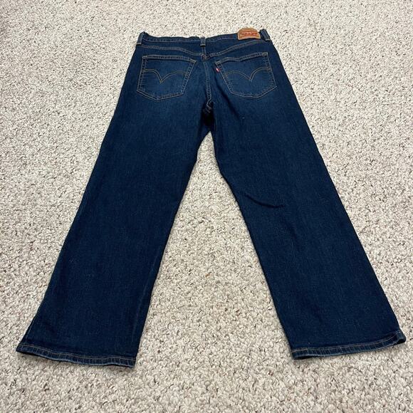 Levi's Ribcage Straight Ankle Jeans Sz 31 Dark Wash Denim Distressed Button Fly - Picture 3 of 8